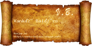 Vankó Balázs névjegykártya